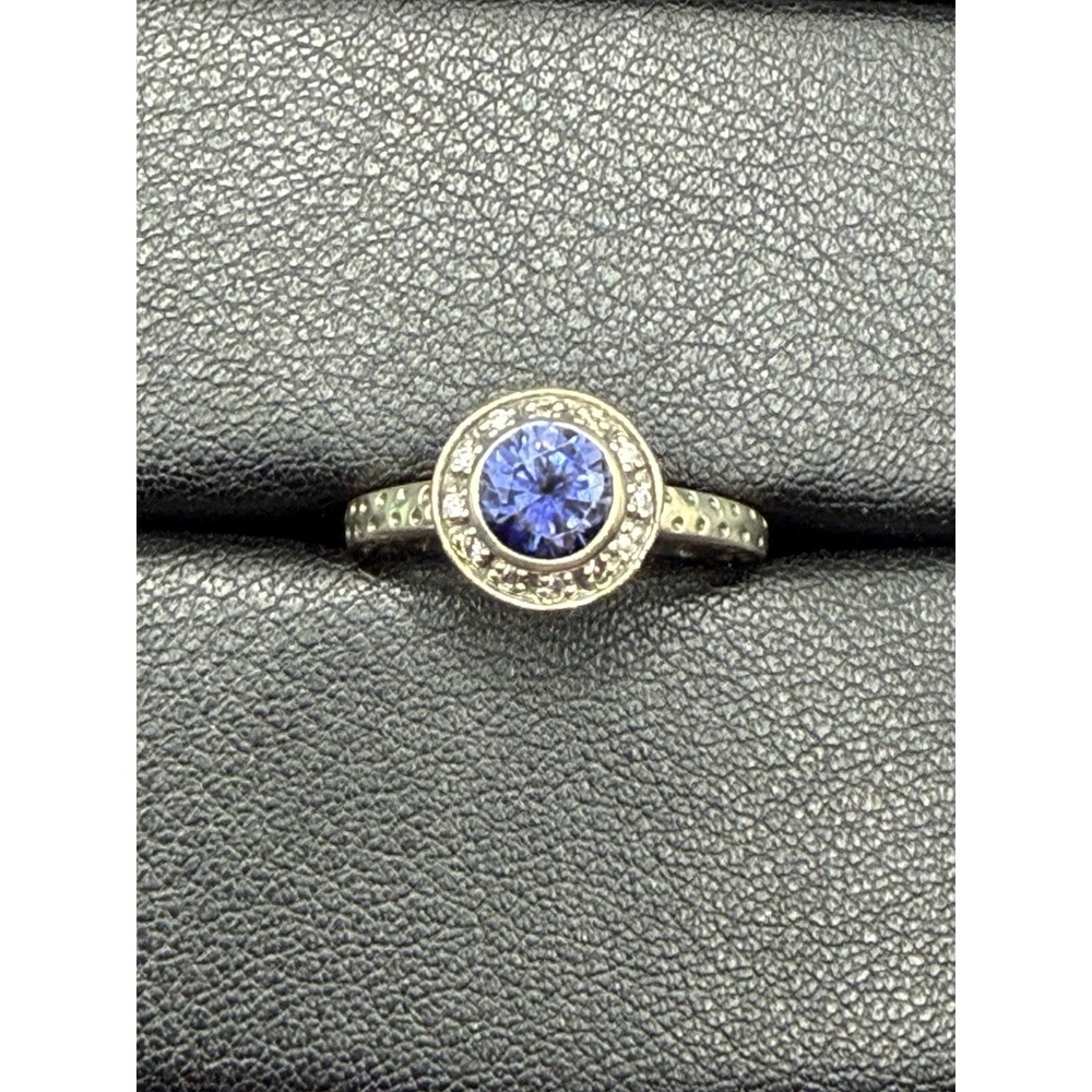 EUC Sterling Silver Silpada Blue CZ Ring Size 7 J28
